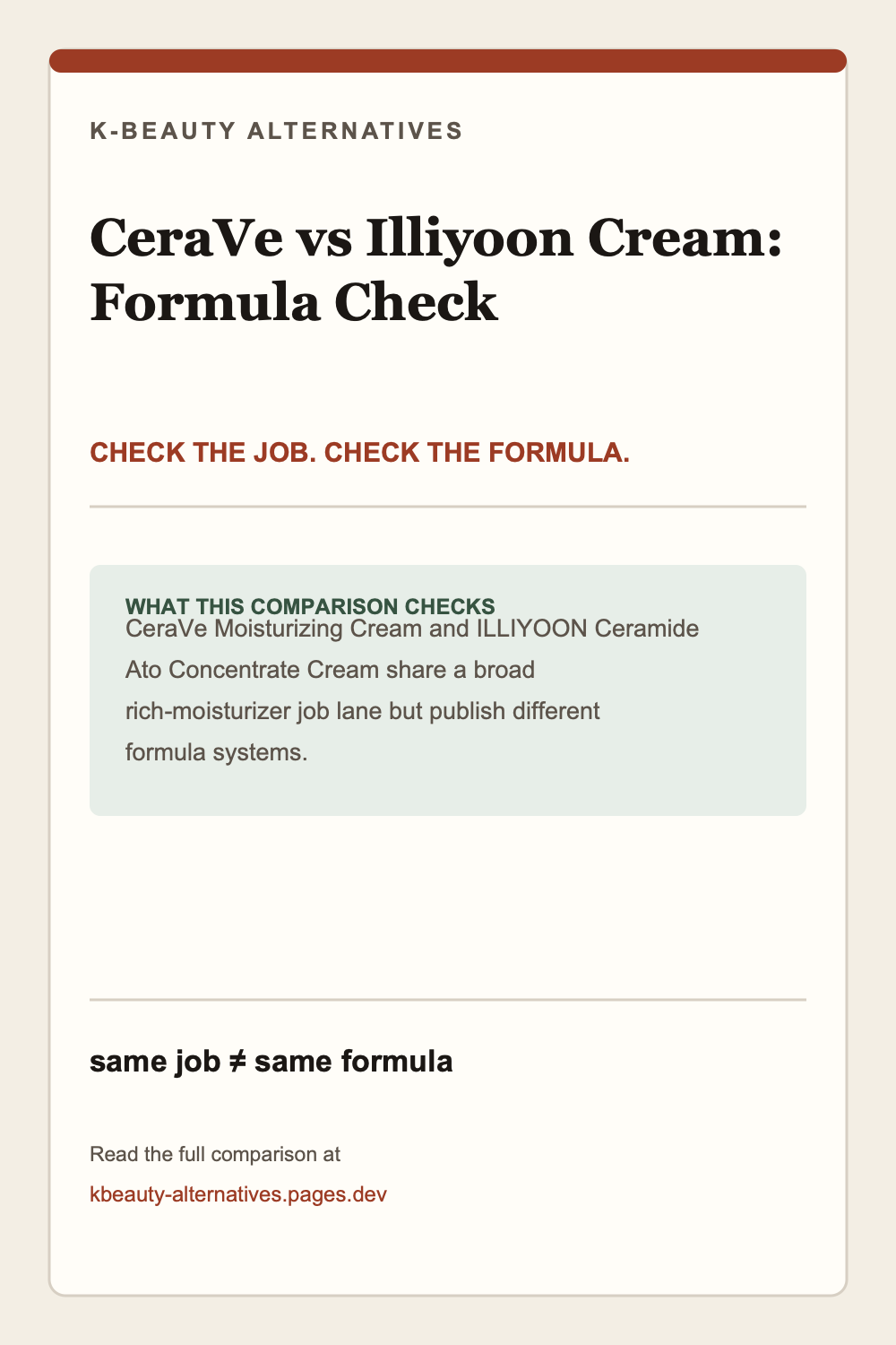 CeraVe versus ILLIYOON cream comparison: the same rich-moisturizer job with different published formulas