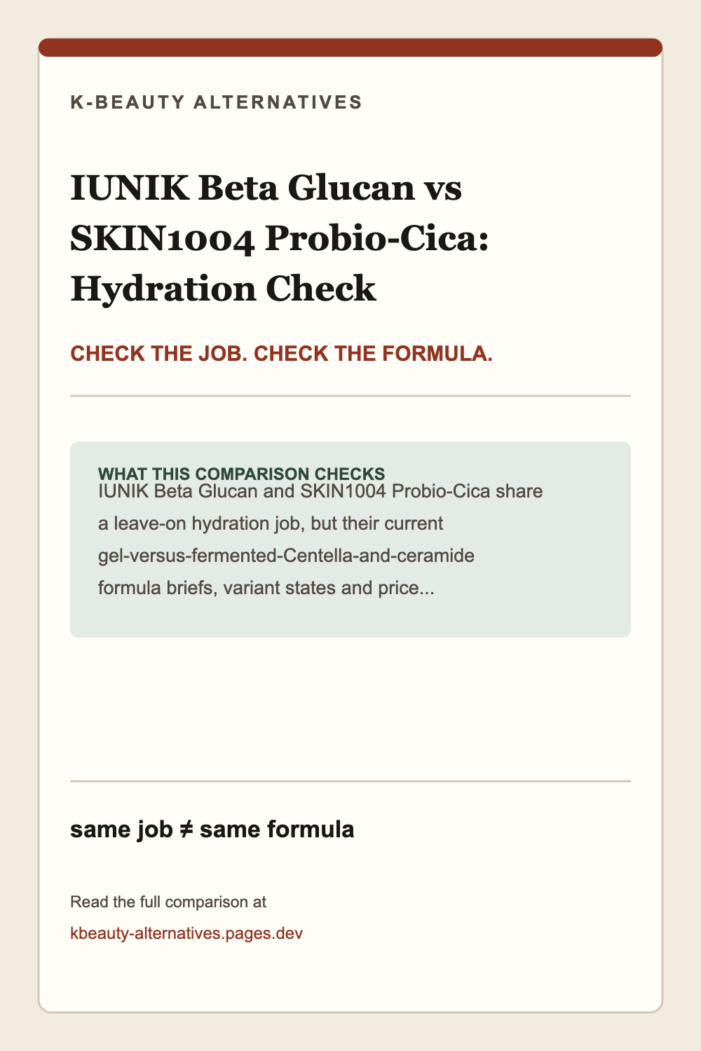 IUNIK Beta Glucan Power Moisture Serum versus SKIN1004 Probio-Cica Intensive Ampoule: overlapping hydration job with different published formula signals and current-label limits